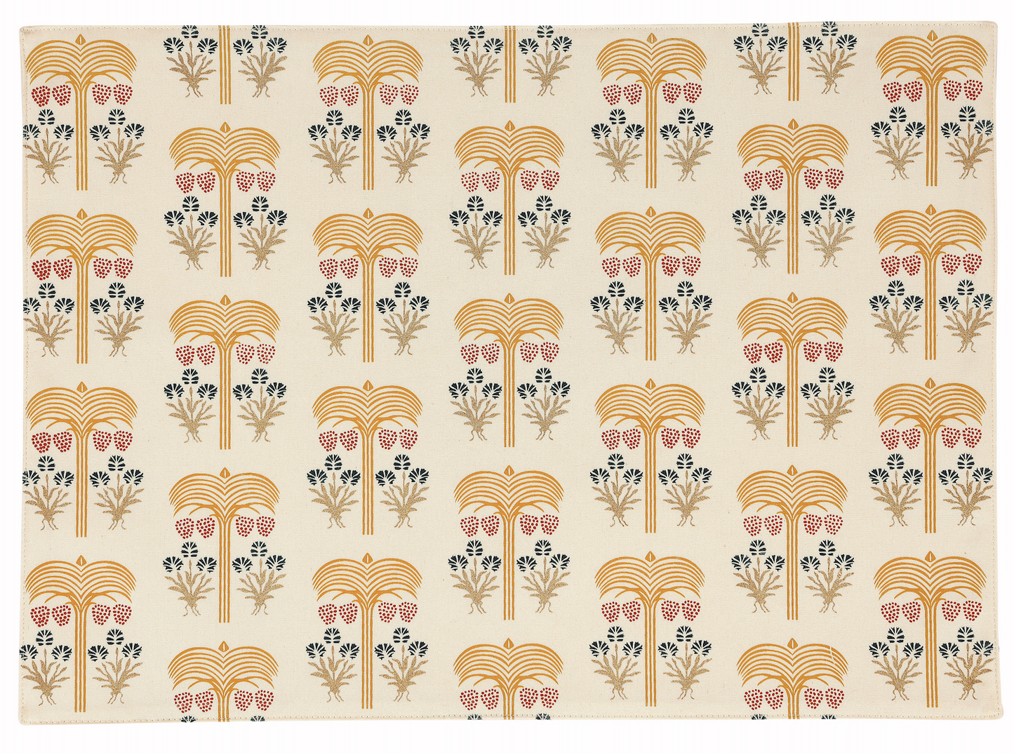 Patterned placemat with decorative design on a beige background