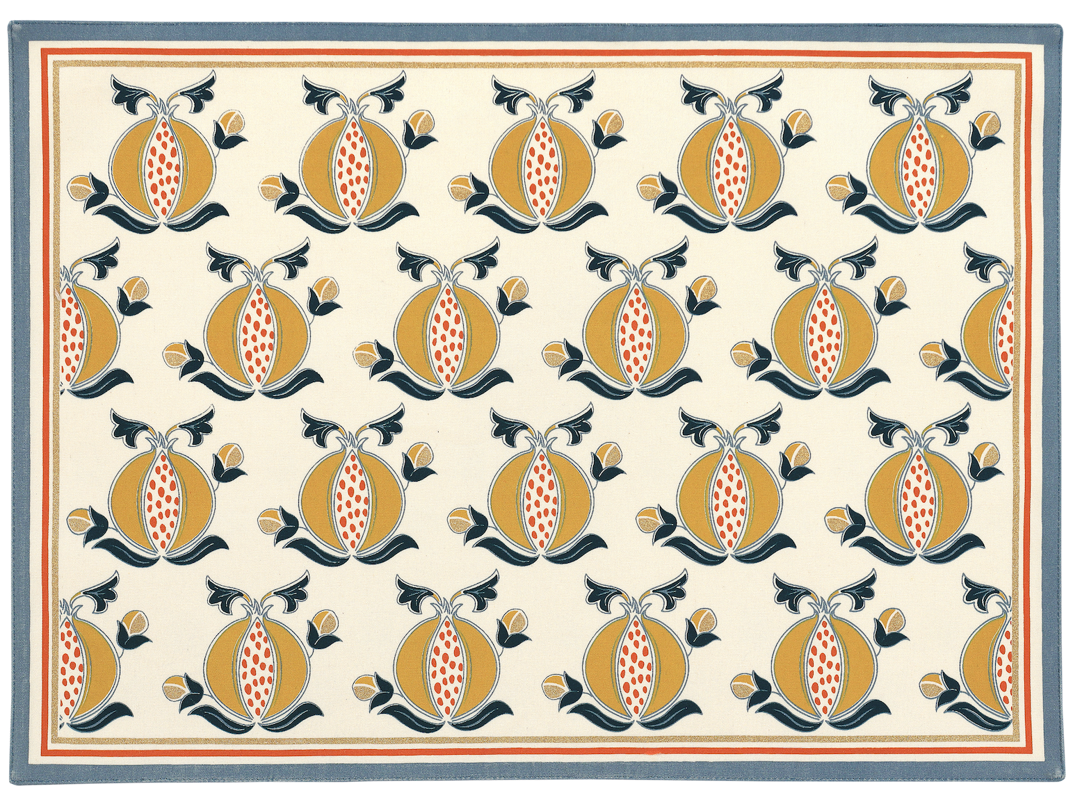 Cotton placemat with pomegranate print