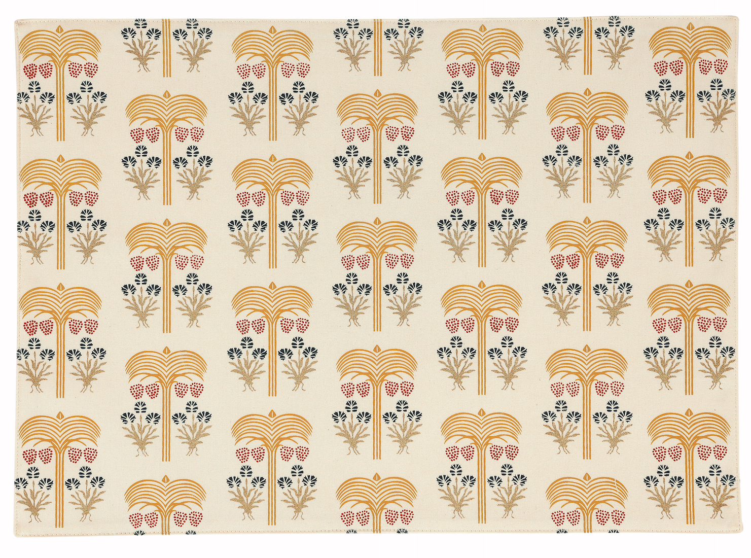 Patterned placemat with decorative design on a beige background